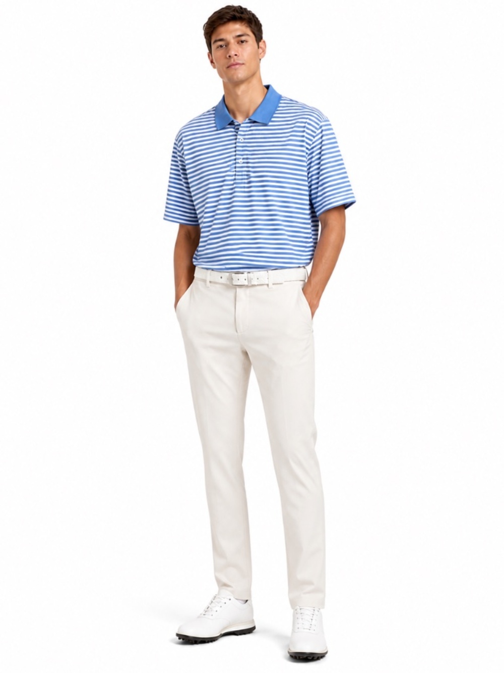 Fairway & Greene Blue Striped Polo Golf Shirt – Size Large GUC